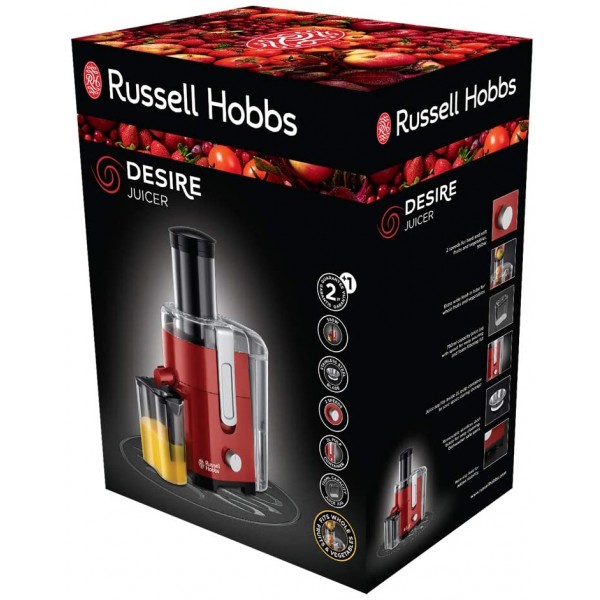 Russell Hobbs Centrifugeuse 2L 2 Vitesses Cheminée XL Idéal Jus de Fruits ou Légumes Rouge 24740-56 Desire - B079TKRYGK6