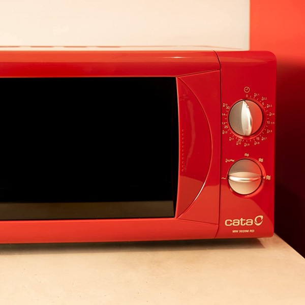 CATA MM 5020M RD Micro-ondes Rouge intérieur Gris Modèle indépendant 700 W avec 5 niveaux de puissance Minuteur jusqu'à 30 minutes Micro-ondes 20 L Cata - B08Y9ZQMVGL