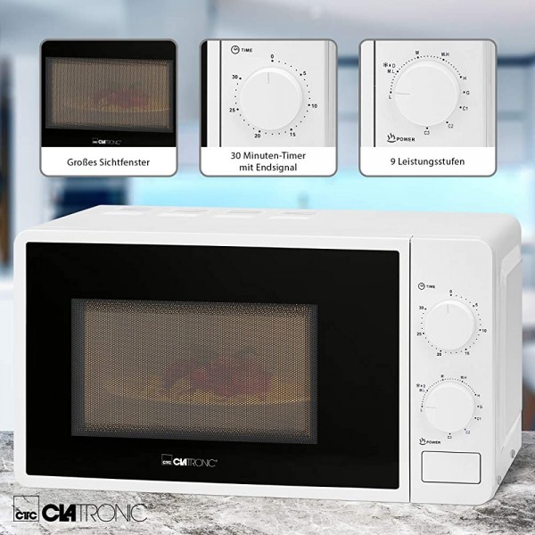 Clatronic MWG 792 Micro-ondes avec Grill 700 W Puissance de cuisson + 800 W Minuteur 30 minutes avec signal final éclairage de salle de cuisson Weiß - B07Q5ZZMJRL