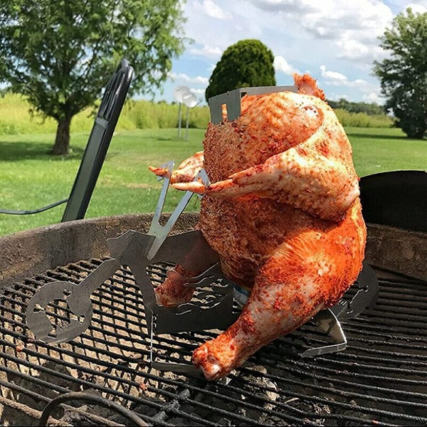 Dzhzuj Portable Chicken Holder for Grill Beer Can Chicken Holder for Grill and Smoker,Assemblable Stainless Steel Whole Chicken Roasting Rack with Glasses - B093SCDBQLO