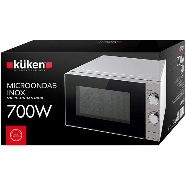 KUKEN Micro-ondes 700W.20L Inox 6 fonctions de cuisson Fonction décongélation Non grill - B07PMT7P9LN