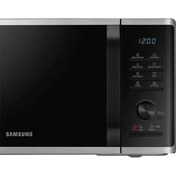 Samsung Micro-ondes MG23K3515AS CE avec grill 800 W espace de cuisson 23 L 48,9 cm de largeur décongélation rapide 27 programmes automatiques argenté - B07BDPQ2FGB