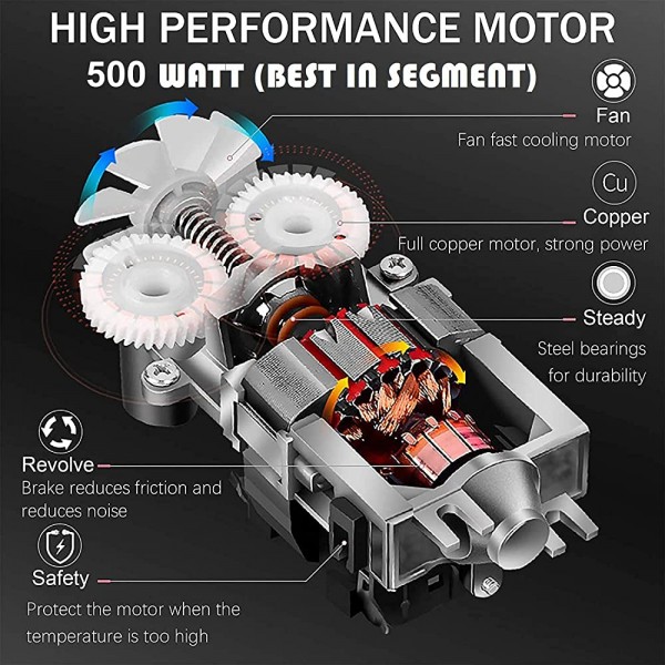Sonifer Batteur électrique 500 W en acier inoxydable avec 5 vitesses et niveau turbo design de bouton d'éjection 2 fouets et 2 crochets pétrisseurs lavables au lave-vaisselle - B098JP3VQMF