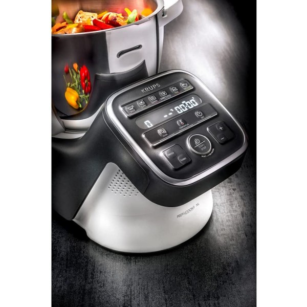 Krups Prep & Cook XL Robot de cuisine avec fonction de cuisson HP50A8 | avec copeaux | 1550 W | Bol en acier inoxydable de 3 L | 12 programmes + mode manuel | 5 accessoires + hachoir | Noir blanc - B07XVPX1BGB