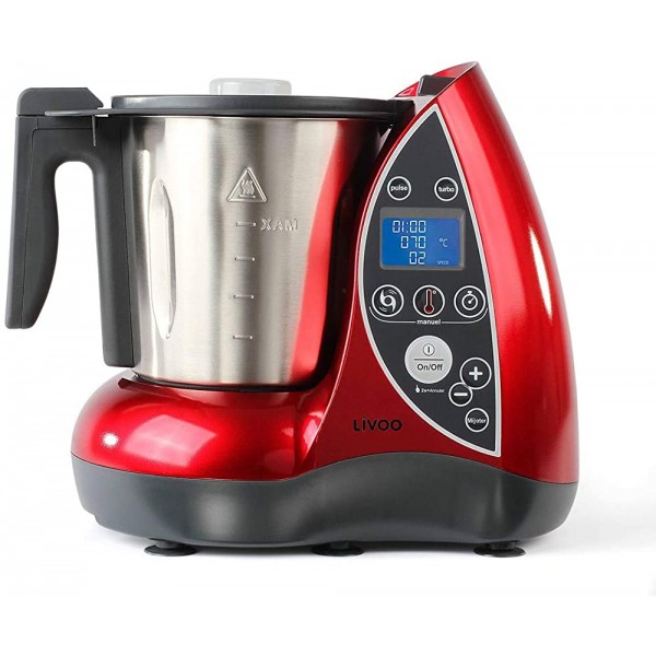 LIVOO DOP142 Robot culinaire chauffant 1500 W 3 liters Noir Rouge - B018GEQ3UWB