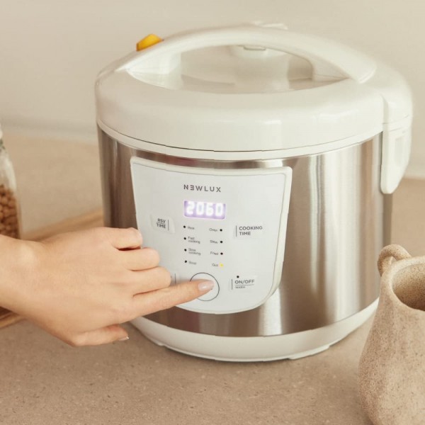 NEWCOOK Robot de cuisine multifonction capacité 5L programmable jusqu'à 24H cuisson automatique 8 menus préréglés et fonction de maintien au chaud jusqu'à 24H. Comprend un seau antiadhésif - B01CD0I93YC