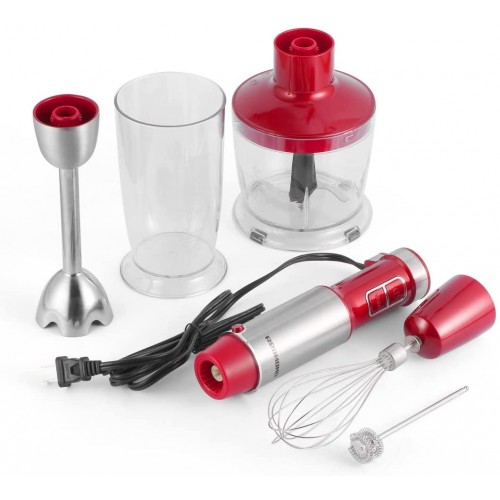 Uniquelove Mélangeur Rouge HB005 Multifonctionnel 5 en 1 bâton à Main électrique mélangeur à Main à Immersion Robot culinaire Hachoir Batteur mousseur - B09YXKVNK6B