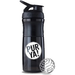PURYA! SHAKER Bouteille de fitness pour shakes protéinés et boissons sportives mélange optimal grâce à la Blender-Ball sans BPA et incassable Black 828 mL - B01DM5DP7O5