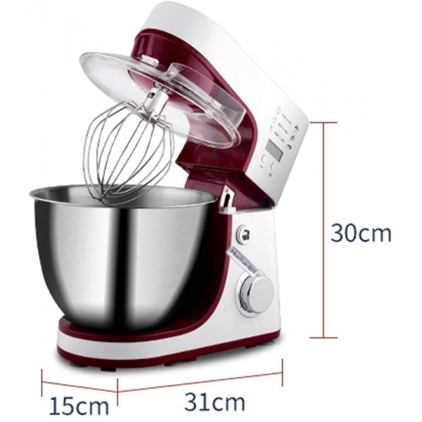 FMOPQ Bol en Acier Inoxydable de Grande capacité 6 Vitesses Cuisine mélangeur sur Pied crème Batteur à Oeufs Fouet mélangeur gâteau pâte Machine à Pain - B0B18CBGN4D