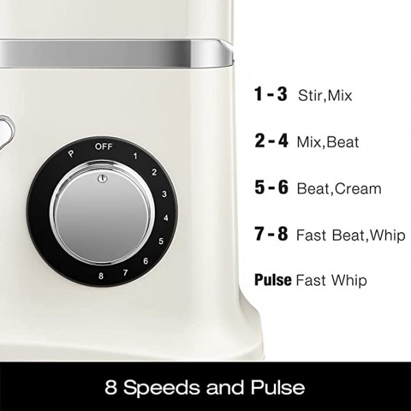 NNNLYU Mélangeur de Stand 8 Vitesses avec minuterie numérique Mélangeur de Cuisine électrique Mélangeur de la Masse à Viande de Viande Saucisson Color : White Plug Type : UK - B09W2KSGSCB