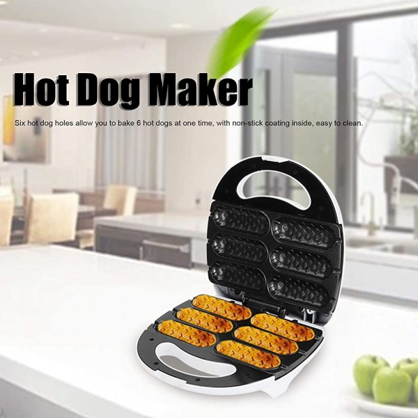 Restokki Machine à Hot-Dog 6 Trous 850W Fabricant de Hot-Dog électrique Machine à Pain pour Le Petit-déjeuner Fournitures de Cuisine pour Enfants Adultes - B09DD9VTKYB