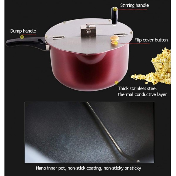 DHHZRKJ Machine à Pop-Corn pour cuisinière Machine à Popper en Acier Inoxydable avec Tasse à mesurer Pop-Corn Rapide et Efficace pour Les soirées cinéma et Plus - B08R8P83D27