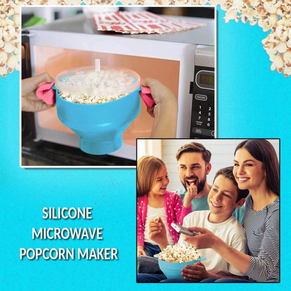 Machine a pop corn micro ondes silicone bowl a pop corn pour micro ondes popcorn maker machine pop corn microonde turquoise - B09K4H1RGYD