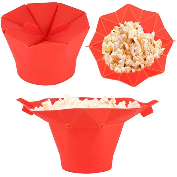 Popcorn Bowl Four à micro-ondes pliant Popcorn Bol DIY Silicone Popcorn Maker Machine Accueil Cuisine Outil Rouge - B08YFH8G7CD