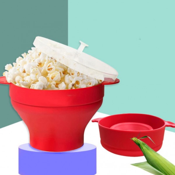 Popcorn micro-ondes Popcorn Maker pliable Silicone Popcorn Gandon High Temperature Resistance Bowl for Microwave Popcorn Maker Red Home Bowl - B0B18BRNJHB
