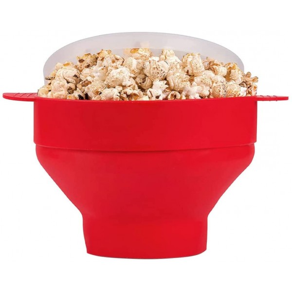 Popcorn micro-ondes Popcorn Maker pliable Silicone Popcorn Gandon High Temperature Resistance Bowl for Microwave Popcorn Maker Red Home Bowl - B0B18BRNJHB