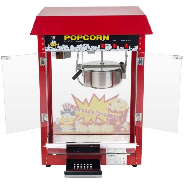 Royal Catering Machine À Popcorn Professionnelle RCPW-16E 1600 W 5 Kg Heure 16 l h Marmite ø18,5 cm Revêtement Téflon Rouge Chariot Utilisation Mobile - B00BN8U7V0I