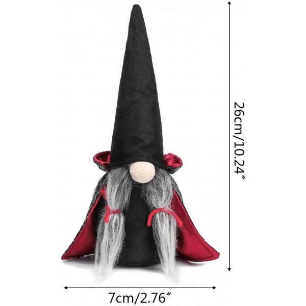 LAOLEE 1 pièce Nains de Noël suédois faits à la main avec cape de sorcière chapeau de Noël Halloween poupée sans visage cape de sorcière noire - B08XQHPK2NU