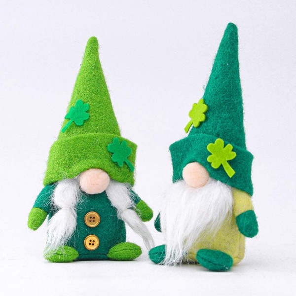 LAOLEE Nain de jardin en peluche suédois Nisse pour la Saint Patrick avec chapeau vert - B08XW6XNF8D