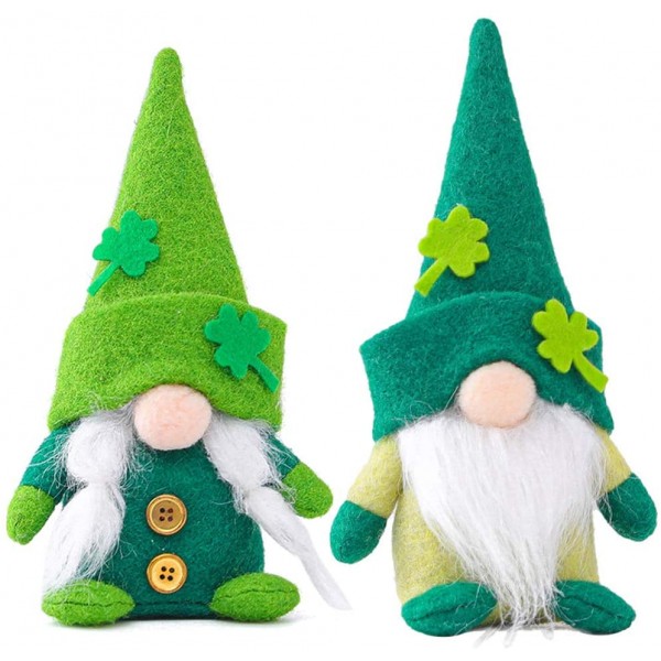 LAOLEE Nain de jardin en peluche suédois Nisse pour la Saint Patrick avec chapeau vert - B08XW6XNF8D