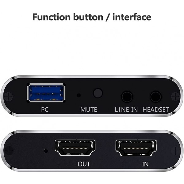 ZOUD Carte de capture vidéo USB avec entrée HDMI 4 K et sortie HDMI 3,5 mm pour ports USB Game Live - B09DY3CYWSK