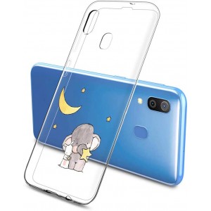 Oihxse Compatible pour Silicone Samsung Galaxy A70 A70S Coque Crystal Transparente TPU Ultra Fine Souple Housse avec Motif [Elephant Lapin] Anti-Rayures Protection Etui A6 - B088JTCDBLP