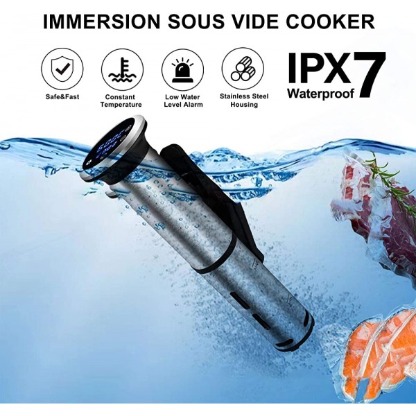 JFF Circulateur D'immersion De Cuiseur sous Vide Étanche IPX7 Cuisinière sous Vide De 1200 Watts Affichage Numérique Boîtier en Acier Inoxydable - B08NW6CT84D