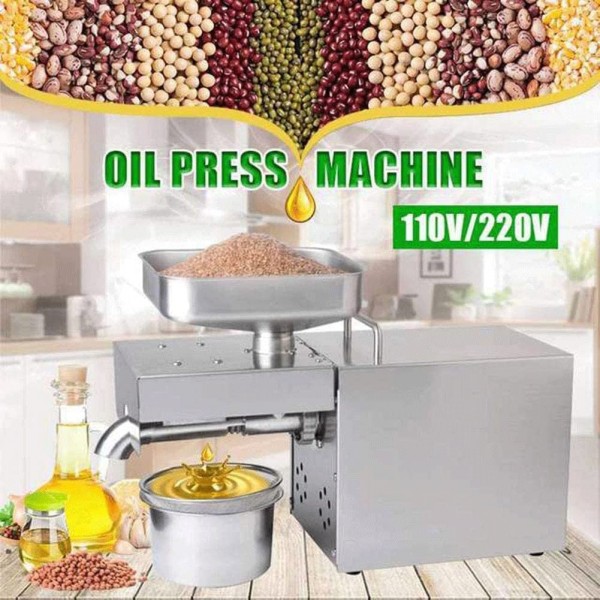 HFFKDL 610W Automatic Hot Cold Oil Press Machine Extractor Stainless Steel Home Commercial Oil Expeller for Avocado Olive Flax Peanut Sesame 3-6Kg H - B09XV6WG78P