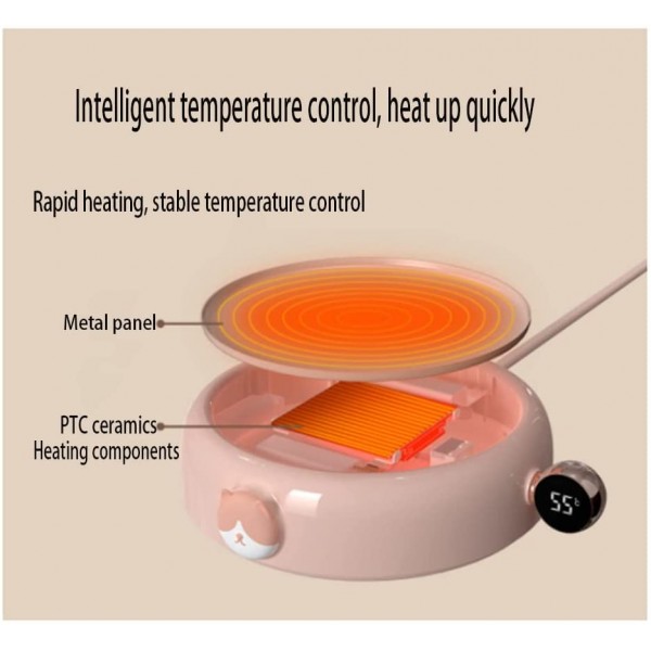 BYRDZD 55 degrés Subsômes isolants créatifs Bureaux intelligents et réchauffeurs de Maison Chauffage de Thermostat de Lait Chauffage Rapide contrôle de la température Stable. Color : White - B09MRWDFNM5