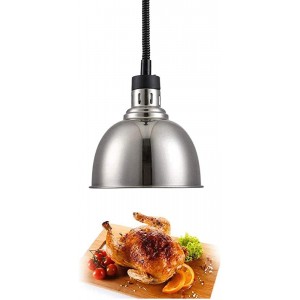 HHTX Lampe chauffante pour Aliments Lampe de Barbecue pour Serveur de Buffet Longueur réglable 60-150cm 25cm Grand Abat-Jour pour Restaurant Buffet Argent - B09K73LMF1Y