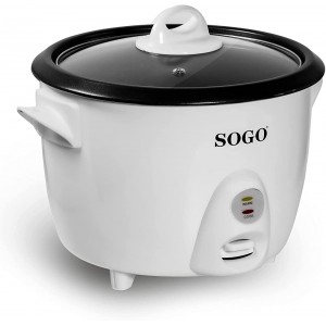 Sogo SS-10065 Cuiseur à riz et cuiseur vapeur électrique intelligent 1,5 litres 8 tasses finition métal blanc 500W - B00A2VDOMI4