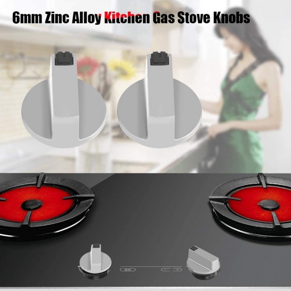 Bouton de cuisinière 2 pièces 6 mm en alliage de Zinc maison cuisine cuisinière à gaz boutons cuisinière four plaque de cuisson interrupteur en métal contrôle - B08HDJMWM2K