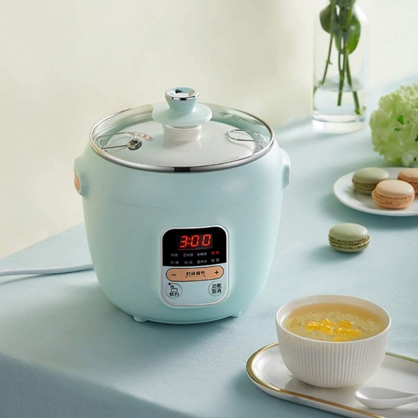 Électrique lent Mijoter Pot automatique céramiques à usage domestique Cuisinière Porridge Maker 1L multi Cooker,Vert - B08DY8T6TND