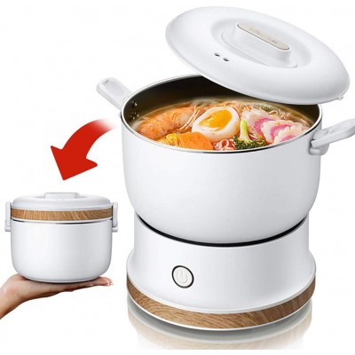 Mijoteuse 1 personne compacte électrique multi-Cooker Hot Pot Frying Pan pour la maison Voyage,Blanc - B08DV75G2KC