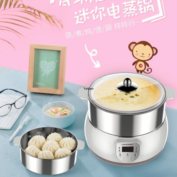 N P Mini Double-Layer Electric Steamer  Fully Automatic Household  220V  Stainless Steel Electric Steamer  Food Warmer - B08GC5S6MWM