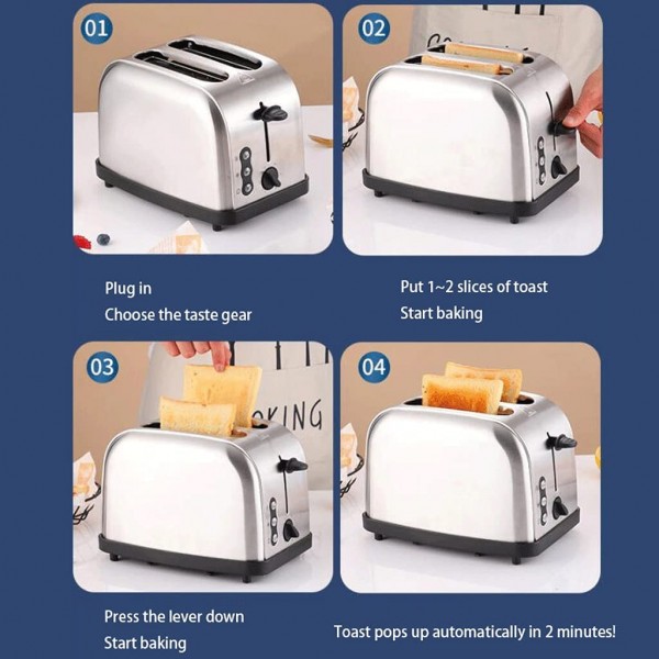 machine à pain Machine à pain rapide et à gain de temps fabricant de sandwich au pain grillé de chauffage automatique facile à nettoyer 2 tranches 4 tranches électroménager Taille : 2 card slots - B09M6RLP7LR