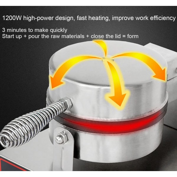 Gaufrier gaufrier électrique 1250 W design antiadhésif chauffage à bascule 180° 110 V maison et commercial - B09ZVGN9G9O