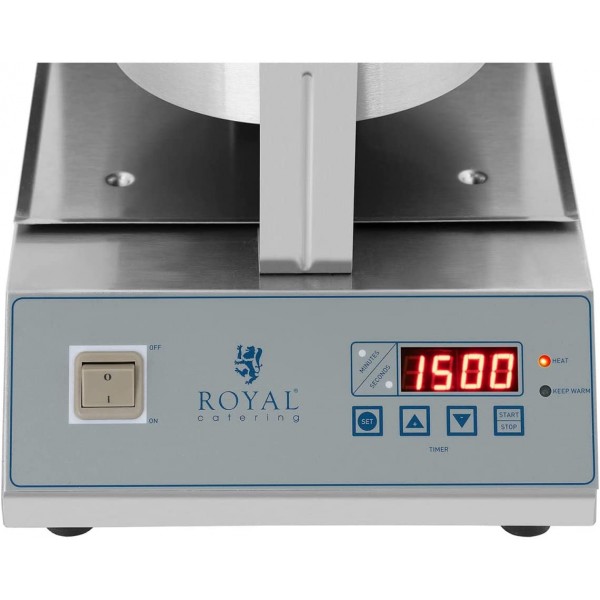 Royal Catering RCWM-1300-RE Gaufrier Rond Appareil a Gaufres Belges Waffle Machine a Gaufre Ø 18 cm 1300 W Plaque de cuisson rotative Minuterie jusqu'à 99 min Écran LED - B076QBXWFQN
