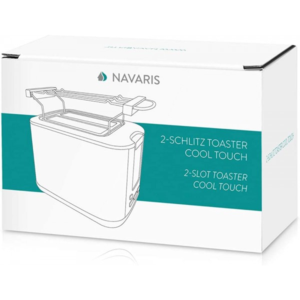 Navaris Grille-Pain Toaster Double paroi avec 2 Compartiments et ramasse-miettes Décongélation réchauffage arrêt avec 6 Niveaux de brunissage - B07TWQRSC8Y